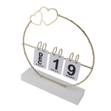 Calendario perpetuo a ribalta 2 batterie AA Cuore bianco 25629 cm