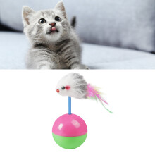 Jouet d'animation pour chat et souris avec balle à plumes et tête qui bouge