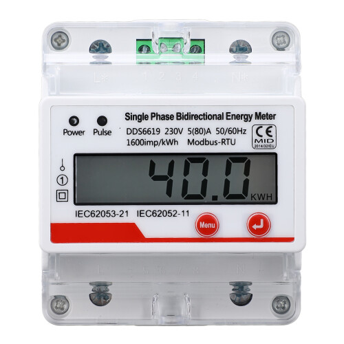 DDS6619 040 4P écran LCD RS485 compteur d'énergie 230V 80A 2