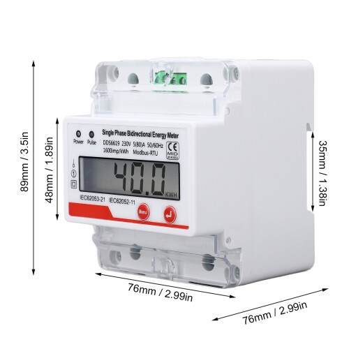 DDS6619 040 4P écran LCD RS485 compteur d'énergie 230V 80A 1
