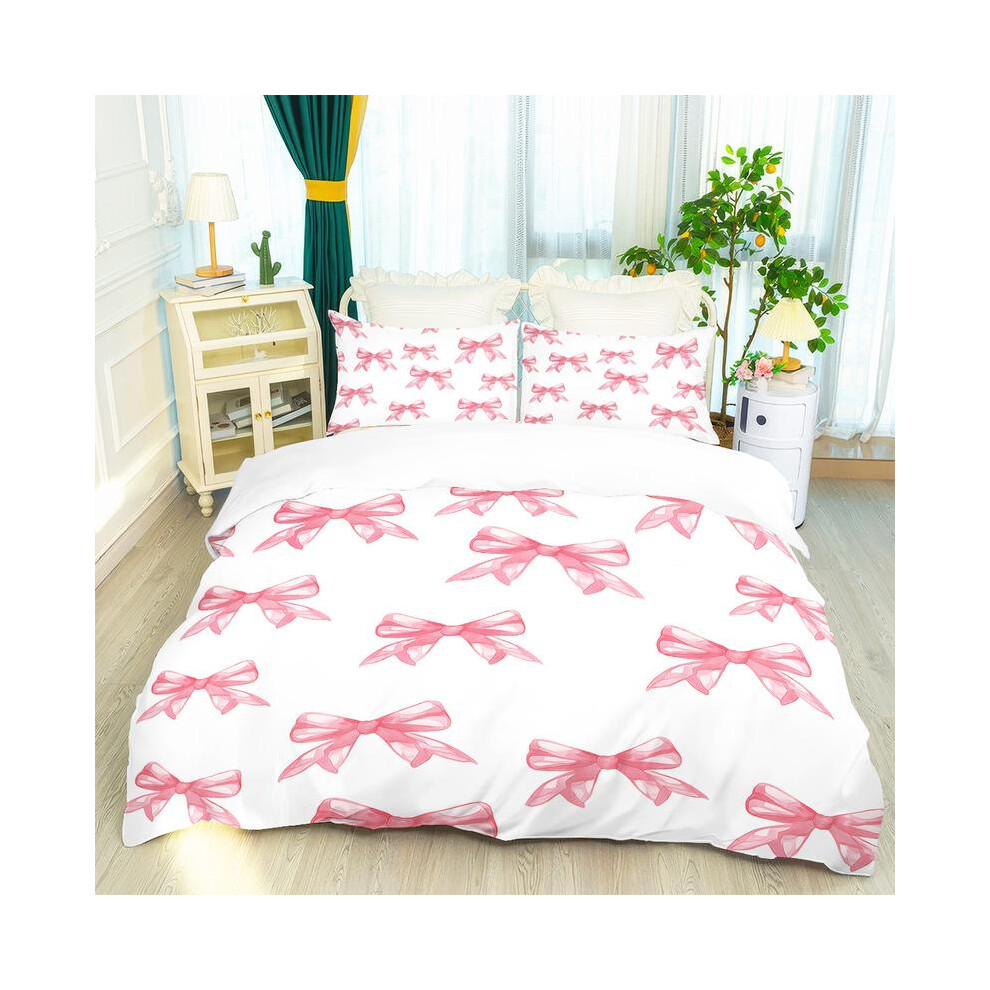 (0886 + SJT + W, AU-Double:180x210cm 1Quilt Cover +2Pilowcase) 3-piece pink cartoon bow pattern series quilt cover set, 1 quilt cover+2 pillowcases, c-image-OPC-PJDSNDD-NEW
