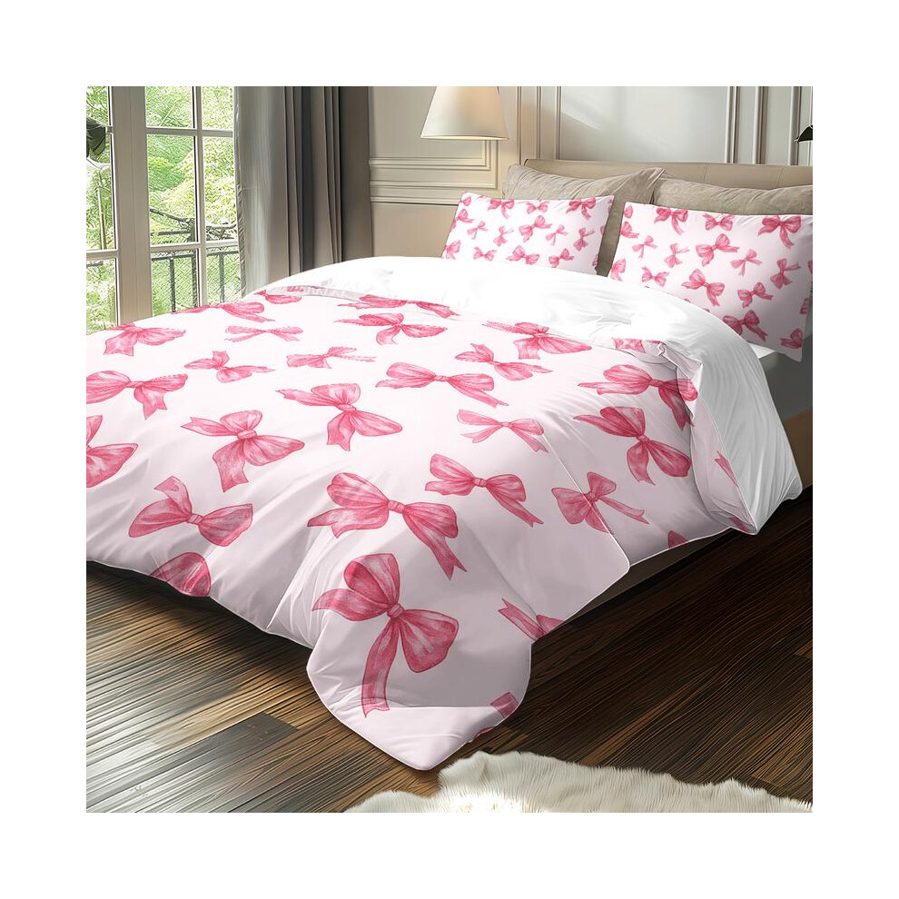 (0885 + SJT + W, AU-King:245x210cm 1Quilt Cover +2Pilowcase) 3-piece pink cartoon bow pattern series quilt cover set, 1 quilt cover+2 pillowcases, cor-image-OPC-PJDSNCR-NEW