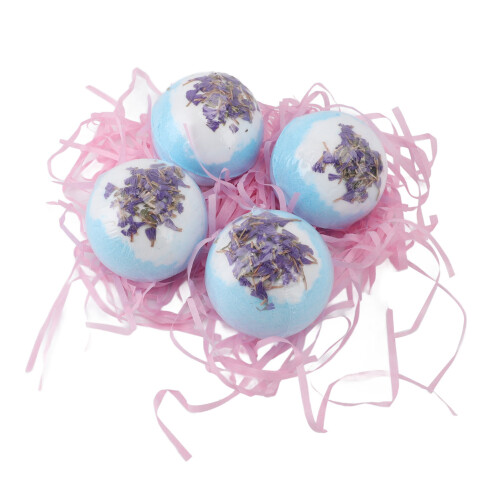 4 pièces Boules de sel pour bain Freesia avec fleurs séchées 1