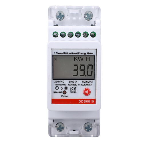 Compteur d'énergie monophasé 2P DIN-Rail RS485 5A 2