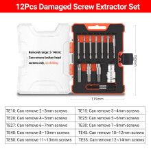 12 Stück Stahl TE10-TE55 Schraubenausdreher-Set, 2-14 mm