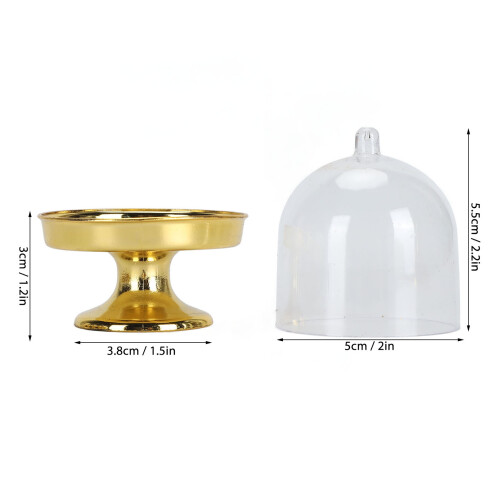 12 pezzi Piatto mini per torta in plastica con coperchio a cupola, trasparente dorato 1