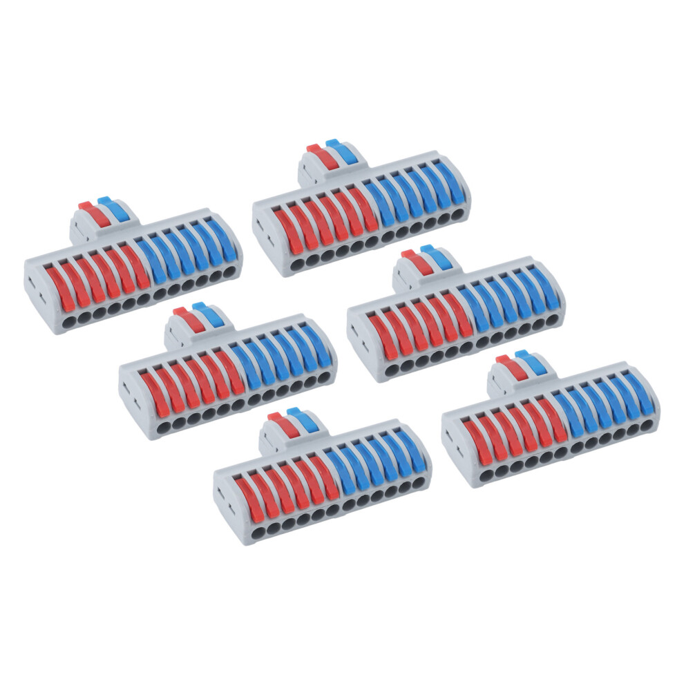 6Pcs Din Rail Terminal Blocks 2In12 Out Splicing Connectors Safe&Reliable 9361335539698