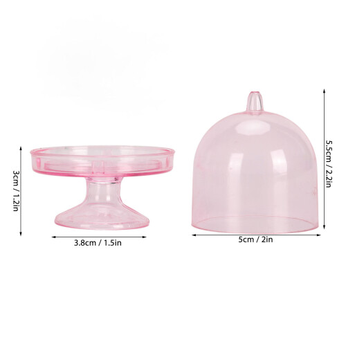 12 pièces - mini plat à gâteau avec couvercle - en plastique rose 1