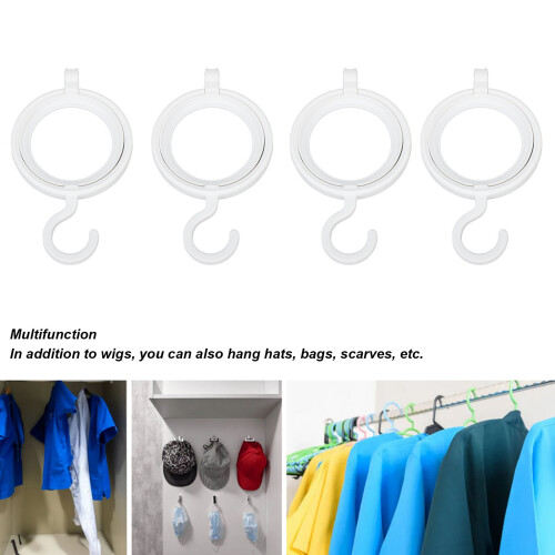 4 pièces de supports ronds pliables pour perruques en ABS, blanc 2