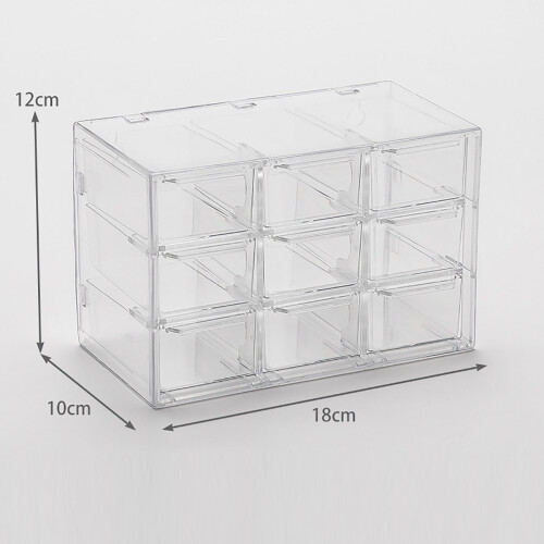 Space-Saving Transparent PP 9 Compartment Desktop Drawer Organizer 1