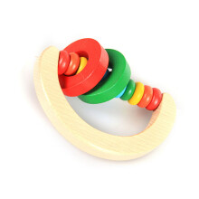 Baby Rassel aus massivem Holz, buntes, süßes Design, einfacher Handgriff, Klapperspielzeug für frühe Bildung, halbrund