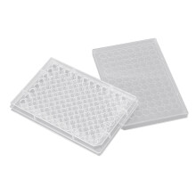 Placa de cultivo de tejidos de 96 pocillos, transparente, tapa de fondo en V.