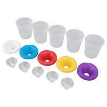 Children's Paint Cups Set 5 Reusable Spill Proof Containers with Colored Lids