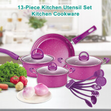 13-teiliges antihaftbeschichtetes Kochgeschirr-Set mit medizinischer Steinschicht, ergonomischer Griff, Kochset mit Milchtopf, Suppentopf,