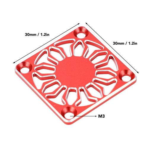 Cache-ventilateur RC 30x30mm Alliage d'aluminium rouge 1