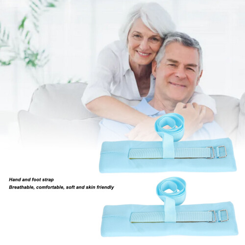 4pcs Breathable Soft Blue Patient Bed Restraints Adjustable Wrist & Ankle Belts 2