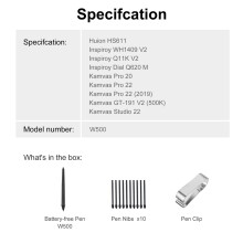W500 Stylet sans pile 2 boutons 8192 niveaux