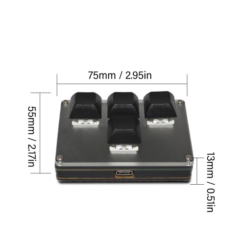 Teclado mecánico inalámbrico USB-C 100mAh 4 teclas 1