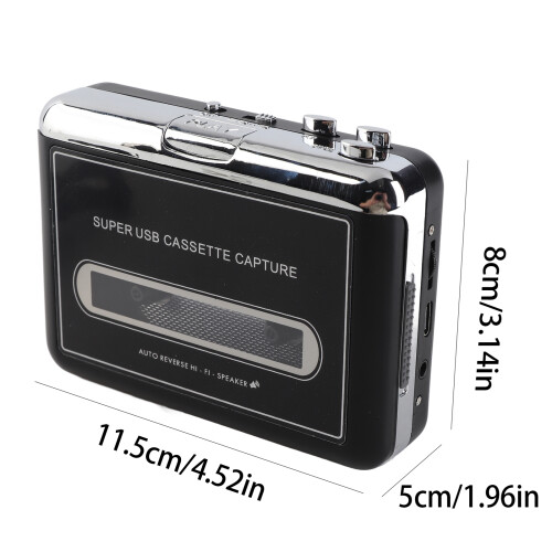 Lecteur de cassettes noir 11,585 cm, 2xAA/USB 1