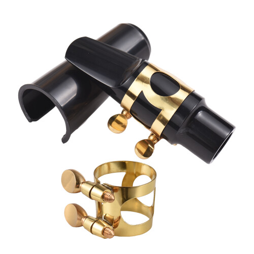 Kit d'embouchure Alto, 9,2  3 cm, 2 ligatures, Noir-Or 2