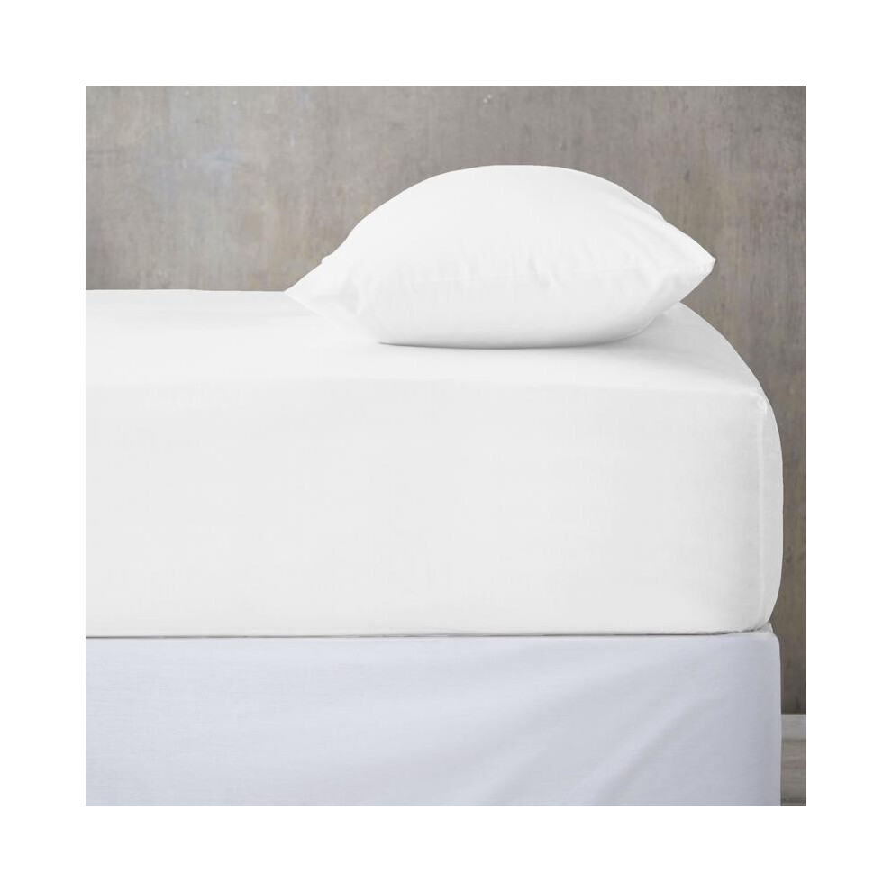 (White, King) Microfiber Fitted Sheet 25cm Deep Pocket Soft Breathable Wrinkle Resistant Single Double King UK-image-OPC-PJDT6K5-NEW