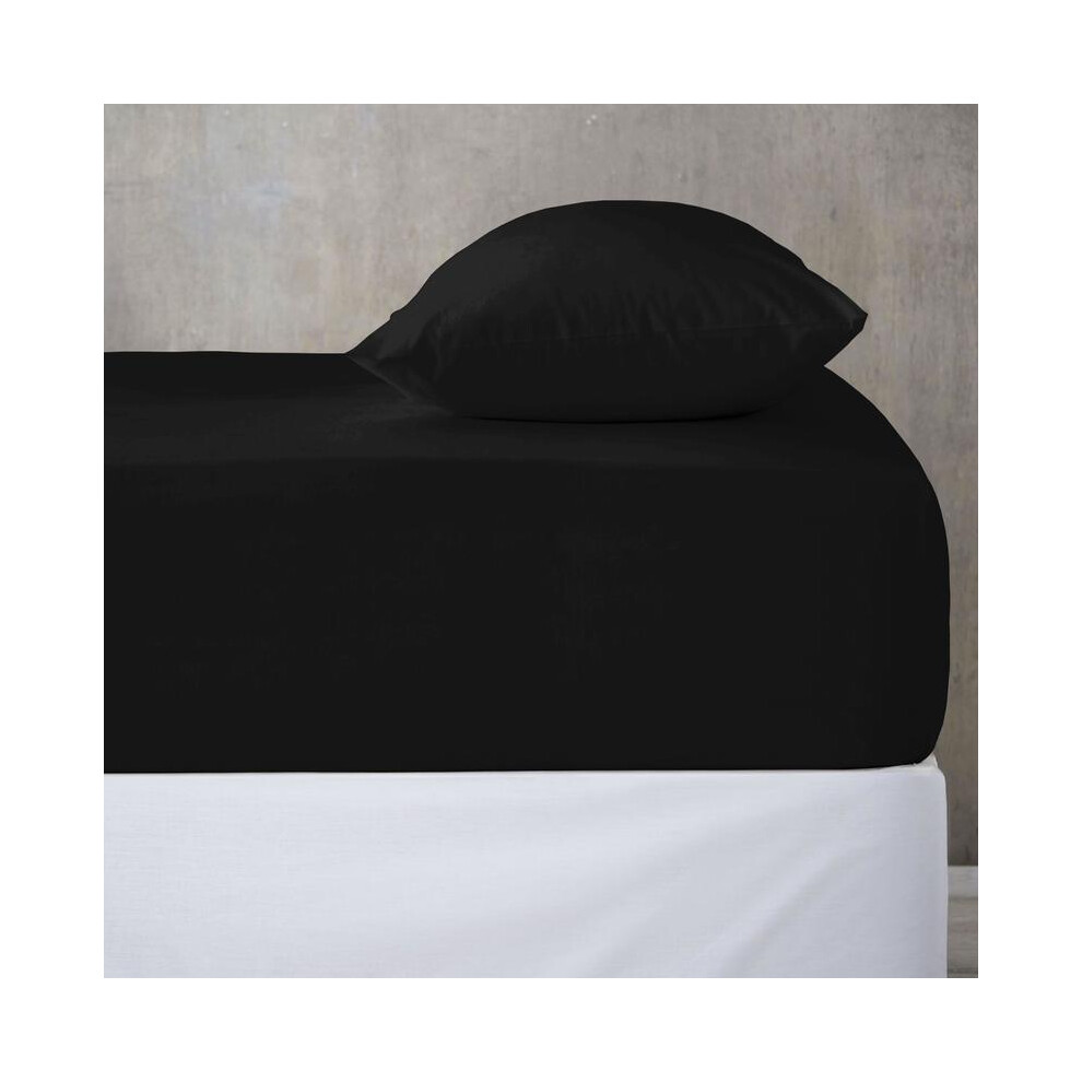 (Black, Single) Microfiber Fitted Sheet 25cm Deep Pocket Soft Breathable Wrinkle Resistant Single Double King UK-image-OPC-PJDT6HX-NEW