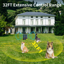 Ultrasonic Dog Repeller, 1200mAh, 32ft Range, Black, Portable