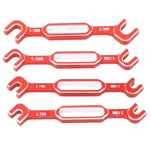 4PCS Aluminum RC Car Wrenches Set, 3.0‑6.0mm, Red 1