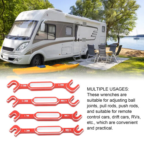 4PCS Aluminum RC Car Wrenches Set, 3.0‑6.0mm, Red 2