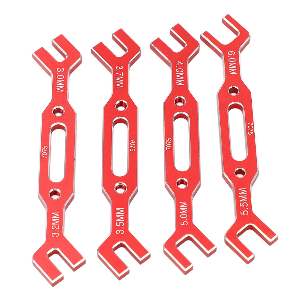 4Pcs Rc Ball Tie Rod Wrench Set Aluminum Alloy, 3.0-6.0Mm Red 4641335576288