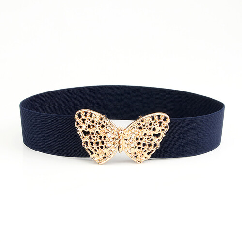 Ceinture élastique bleu marine à boucle papillon 67x5cm 2