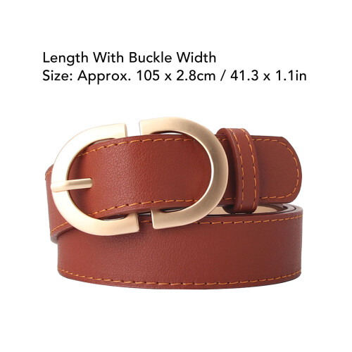 Ceinture en cuir PU beige clair 105 x 2,8 cm Taille unique 1