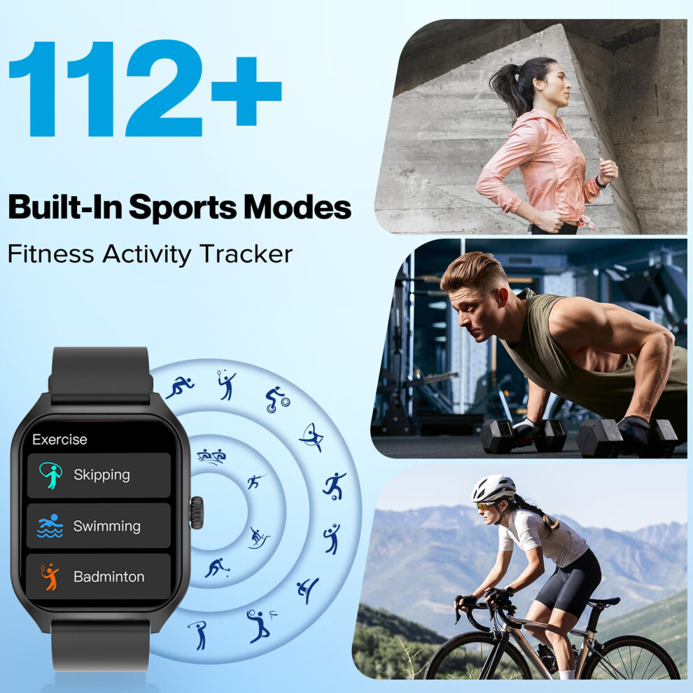 1.96Inch Touch Smart Watch 240X282 Ip67 Waterproof Health Monitoring Black 9431335582182