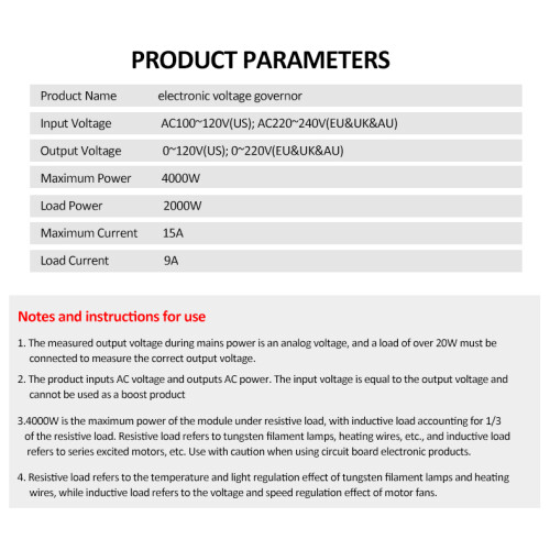 Elektronischer Spannungsregler 12  6,5  5,5 cm 4000 W 1