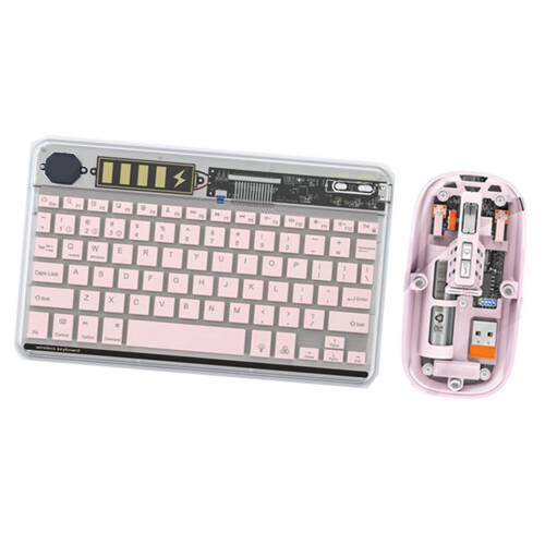 Wireless Bluetooth Keyboard & Mouse Combo, 400mAh Battery, 7-Color Backlit