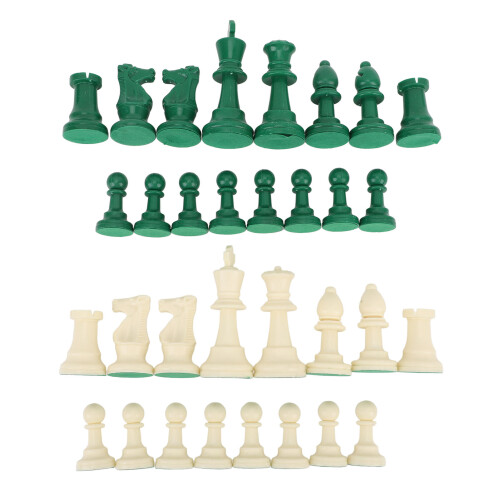 Set di scacchi in plastica con fondo in feltro, 32 pezzi, verde e bianco. 1
