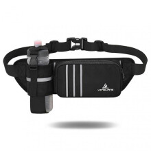 (Black) Running Waist Bag With Bottle Holder Large Capacity Running Fanny Pack for Outdoor Sports Activities