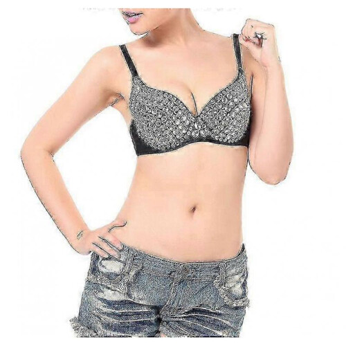 (L, silver) Women's Glitter Sparkle Belly Dance Beaded Sequined Bra Top 2