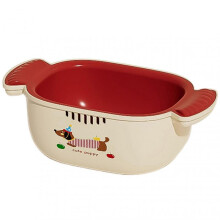 (Milk White Red) Kitchen Dual-Layer Draining Basket Kitchen Vegetable Washing Bowl Kitchen Supply
