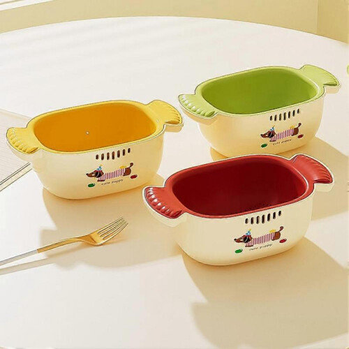 (Milk White Green) Kitchen Dual-Layer Draining Basket Kitchen Vegetable Washing Bowl Kitchen Supply 2