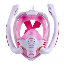 (M, White Powder) Full Face Swimming Snorkeling Mask Sealed Anti-Leak Diving Face Cover for Beginner Professional