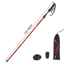 (Red Long) Ultrashort Foldable Trekkings Stick Lightweight Trekkings Pole Crutches for Seniors Elderly