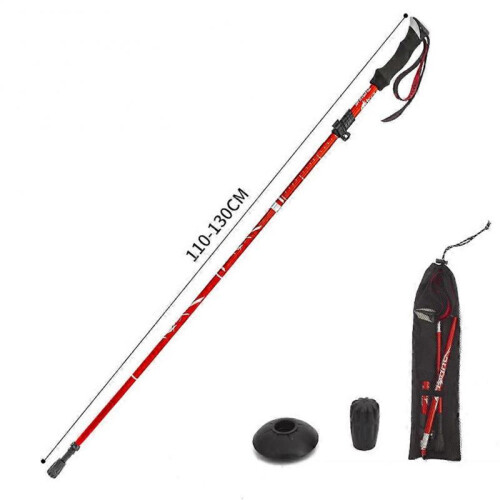(Red Long) Ultrashort Foldable Trekkings Stick Lightweight Trekkings Pole Crutches for Seniors Elderly