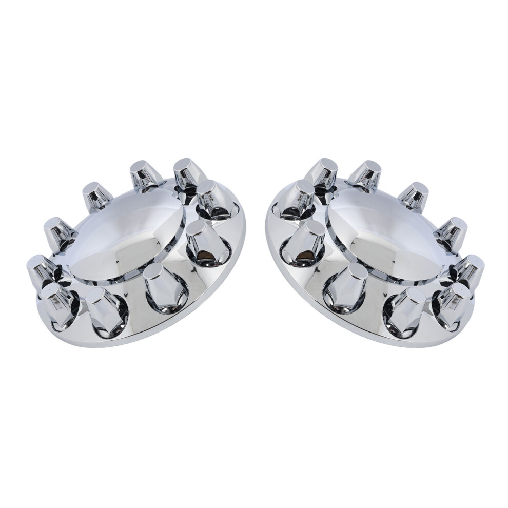 Chrome Front Axle Cover Set for Trucks & Trailers, 14in Hub Caps-image-OPC-PJDTMFV-NEW
