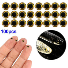 (Gold) 100pcs 6mm 3D Holographic Fishing Lure Fish Eyes Fly Tying Jigs Crafts