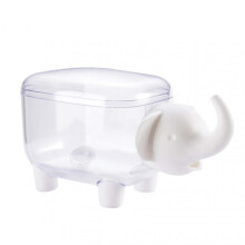 (Baby Elephant White) Transparent Cotton Swab Box Waterproof Cotton Pad Organiser for Bedroom
