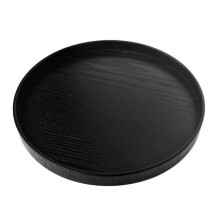 (33 * 2cm, Black) Solided Wood Round Tea Tray Multifuntional Durable Fruit Pan for Meals Snacks