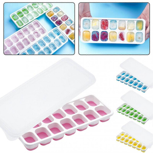 (Blue) Stackable Ice Tray Soft Bottom Flexible Stackable Ice Maker for Home Bar 1