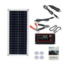 (With 30A Controller) 10W/30W/100W Flexible Solar Panel - Dual Output 12V/24V Battery Charger for Car/Boat/RV with Smart Controller
