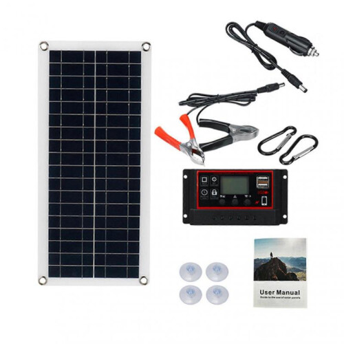 (With 20A Controller) 10W/30W/100W Flexible Solar Panel - Dual Output 12V/24V Battery Charger for Car/Boat/RV with Smart Controller